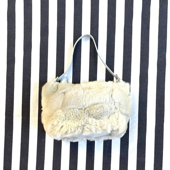 Made in Italy Genuine Blue Mink Fur Bag by Paola by PDL - Picture 4 of 10